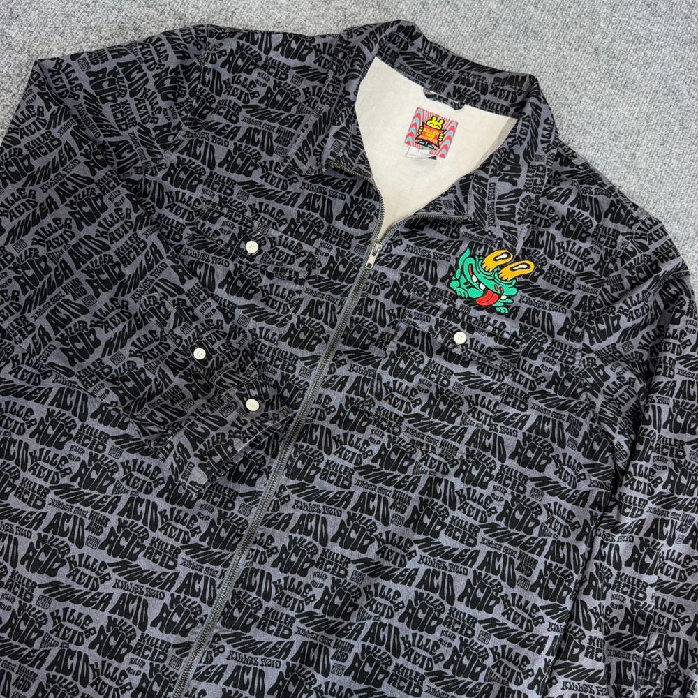 Killer Acid California Jacket Men XL Gray Black All Over Print Full Zip Logo